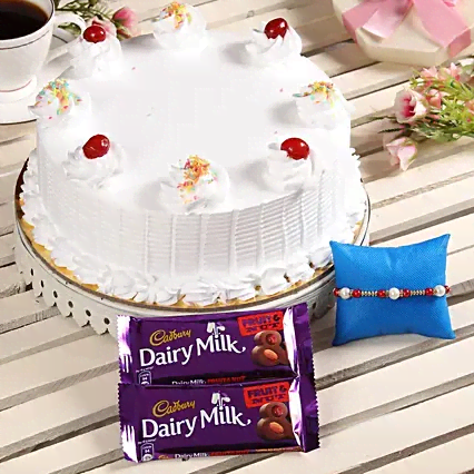 Vanilla Cake, Rakhi n Chocolate Combo